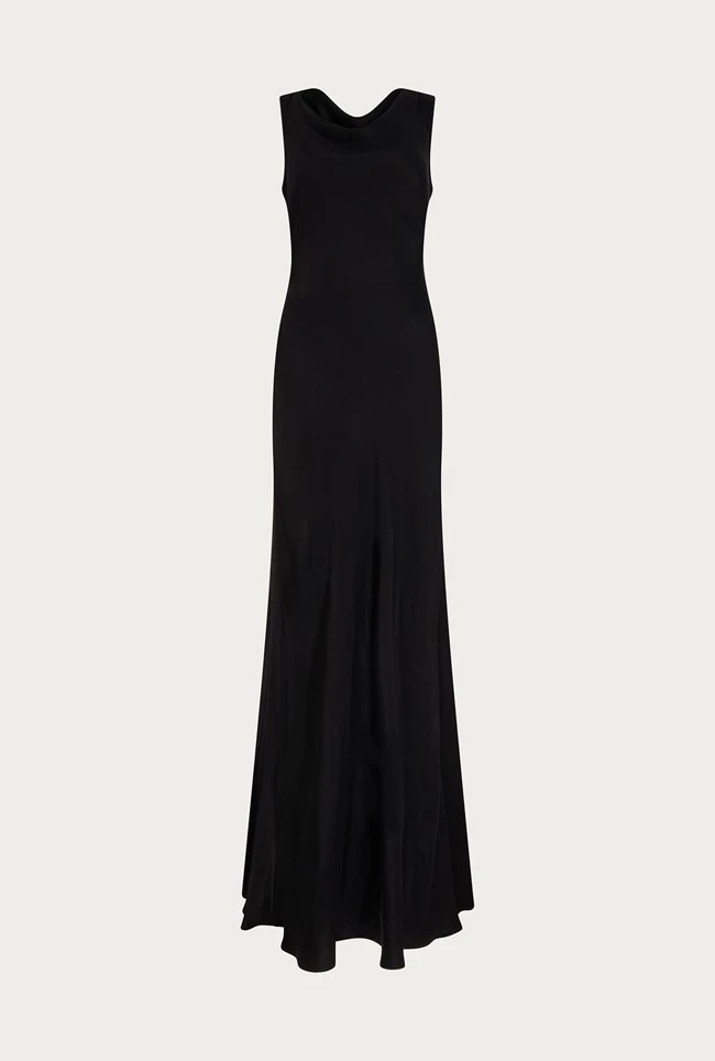 Ada Satin Maxi Dress Black - Image 5