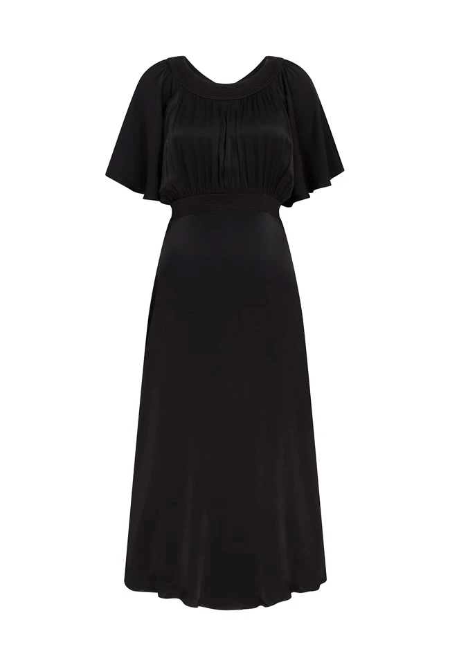 Flora Satin Midi Dress Black - Image 5