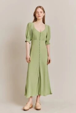 Coco Crepe Midi Dress Leaf Green