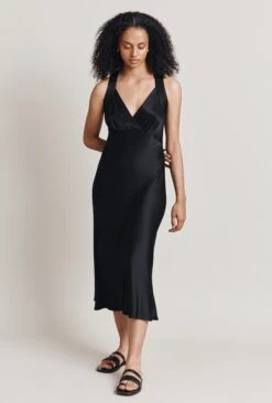 Lua Satin Midi Dress Black