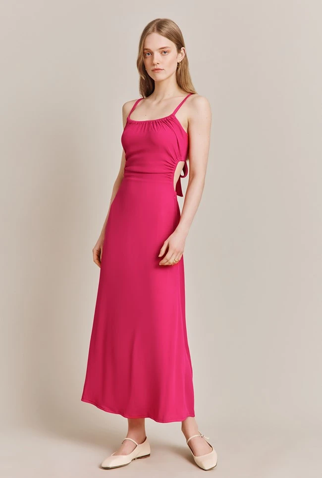 Sophie Crepe Midi Dress Pink - Image 3