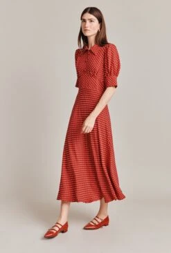 Wilma Crepe Midi Dress Red Spot
