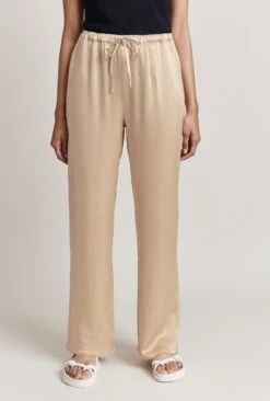 Imogen Satin Wide Leg Trouser Stone